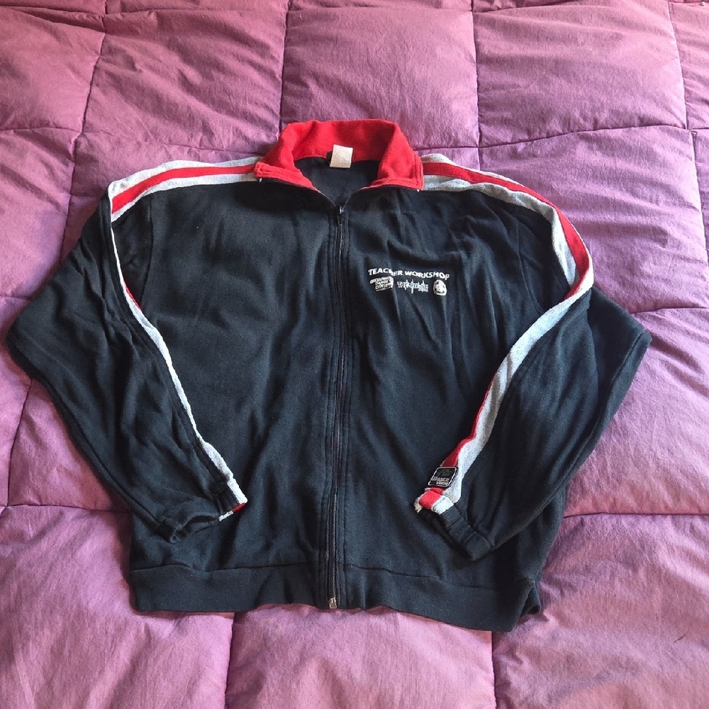 Red Black & Gray Oversized Cotton Capezio Frontline Dance Team Teacher Jacket L